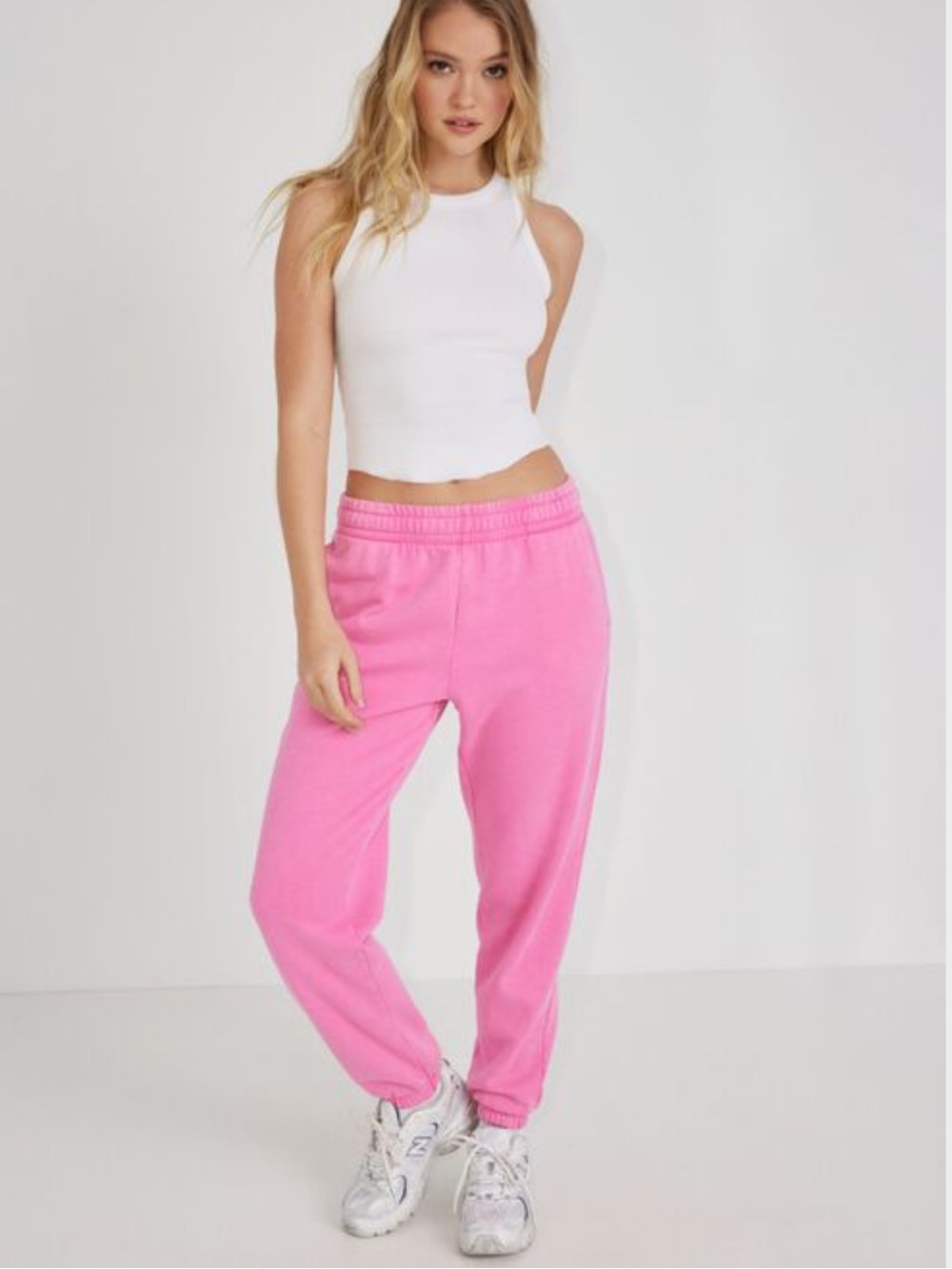 Garage Pink Elastic Waist Jogger Pants